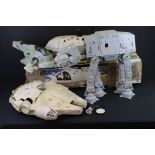 Star Wars - Four original vehicles to include AT-AT, Slave I, Millennium Falcon & boxed Rebel