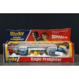 Boxed Dinky Space 1999 360 Eagle Freighter diecast model in blue, diecast ex, box fair with