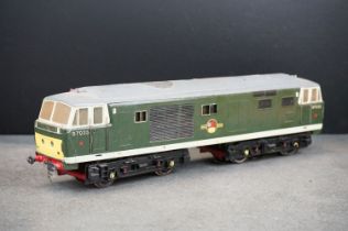 Kit built O gauge D7035 BR Diesel locomotive in green livery, plastic & metal, unmarked, showing