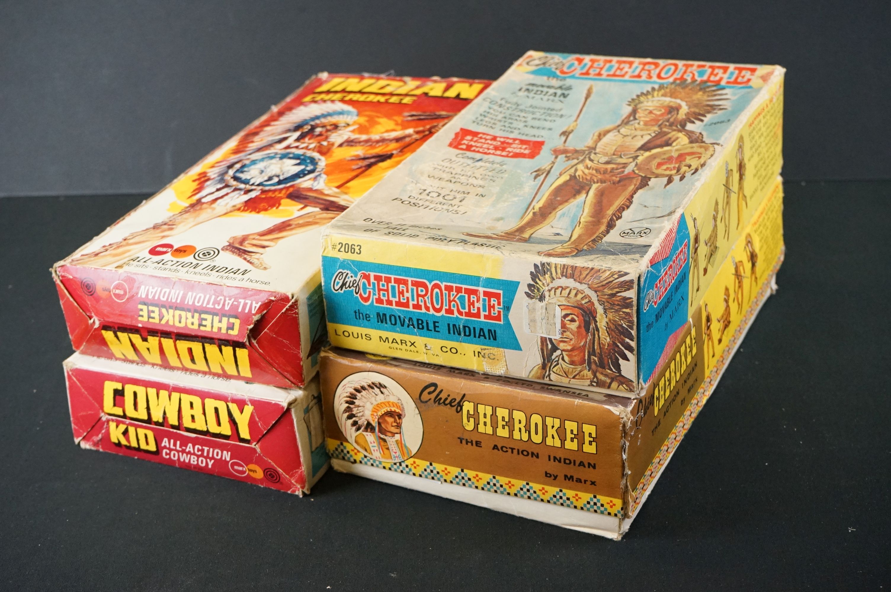 Four boxed Marx Wild West figures to include Cowboy Kid and Indian Cherokee and 2 x Chief - Image 10 of 10
