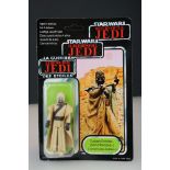 Star Wars - Carded Palitoy Tri-Logo Tusken Raider figure, unpunched, 79 back, dents to bubble,