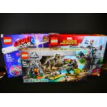 Lego - Three boxed sets to include Jurassic Park 75938 T Rex vs Dino Mech Battle, Lego Movie 70838