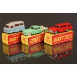 Three boxed Dinky diecast models to include 257 Canadian Fire Chief's Car, 295 Atlas Bus in two tone