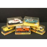 Five cased Dinky diecast models to include 221 Corvette Stingray with Speedwheels in sunburnt