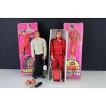 Two boxed Denys Fisher Six Million Dollar Man figures to include Steve Austin with engine block