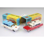 Boxed Corgi 437 Superior Ambulance on Cadillac chassis in pale blue & white, diecast excellent,