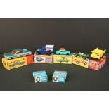 Five boxed diecast models to include Dinky 147 Cadillac 62 and 4 x Matchbox (58 Faun Dump Truck,