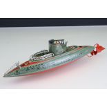 Arnold tin plate A2004 Submarine model, vg condition but missing flap