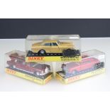 Three cased Dinky diecast models to include 127 Rolls Royce Silver Cloud mk III in gold, 158 Rolls