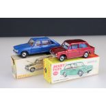 Two boxed Dinky diecast models to include 138 Hillman Imp Saloon in metallic red and 166 Renault R16