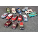 14 play worn Mini diecast models to include 10 x Corgi and 4 x Dinky featuring Corgi BMC Mini Cooper