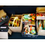 Large collection of Fisher Price and Playmobil items to include Playmobil Police Boat, Playmobil
