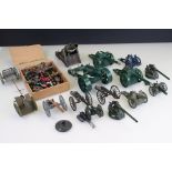 15 Mainly Britains play worn diecast artillery guns, to include Britains 18in Garrison Howitzer,