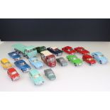 16 Triang Spot On diecast models to include Fiat Multipla in yellow, Milk Float, Austin Seven in