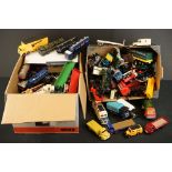 Large quantity of play worn diecast models, many commercial vehicles, to include Corgi, Dinky,