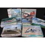 10 Boxed Hasegawa 1/48 plastic model kits featuring F-4S Phantom II, British Phantom FG Mk.1, RF-