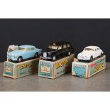 Three boxed Triang Spot On diecast models to include 216 Volvo 122s in pale blue, 155 Austin Taxi FX