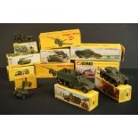 10 Boxed Dinky military diecast models to include 2x 692 5.5 Medium Guns (taped-up end tab to one