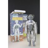 Doctor Who - Original Denys Fisher Cyberman figure with reproduction box, figure shows playwear with