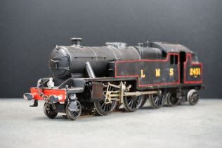 Kit built O gauge LMS 2451 2-6-4 locomotive in black livery, metal & plastic, unmarked, showing some