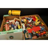 Quantity of play worn diecast models to include Britains, Corgi, Matchbox etc (two boxes)