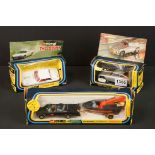 Three boxed Corgi TV related diecast models to include 3 Batmobile and Batboat with both Batman &