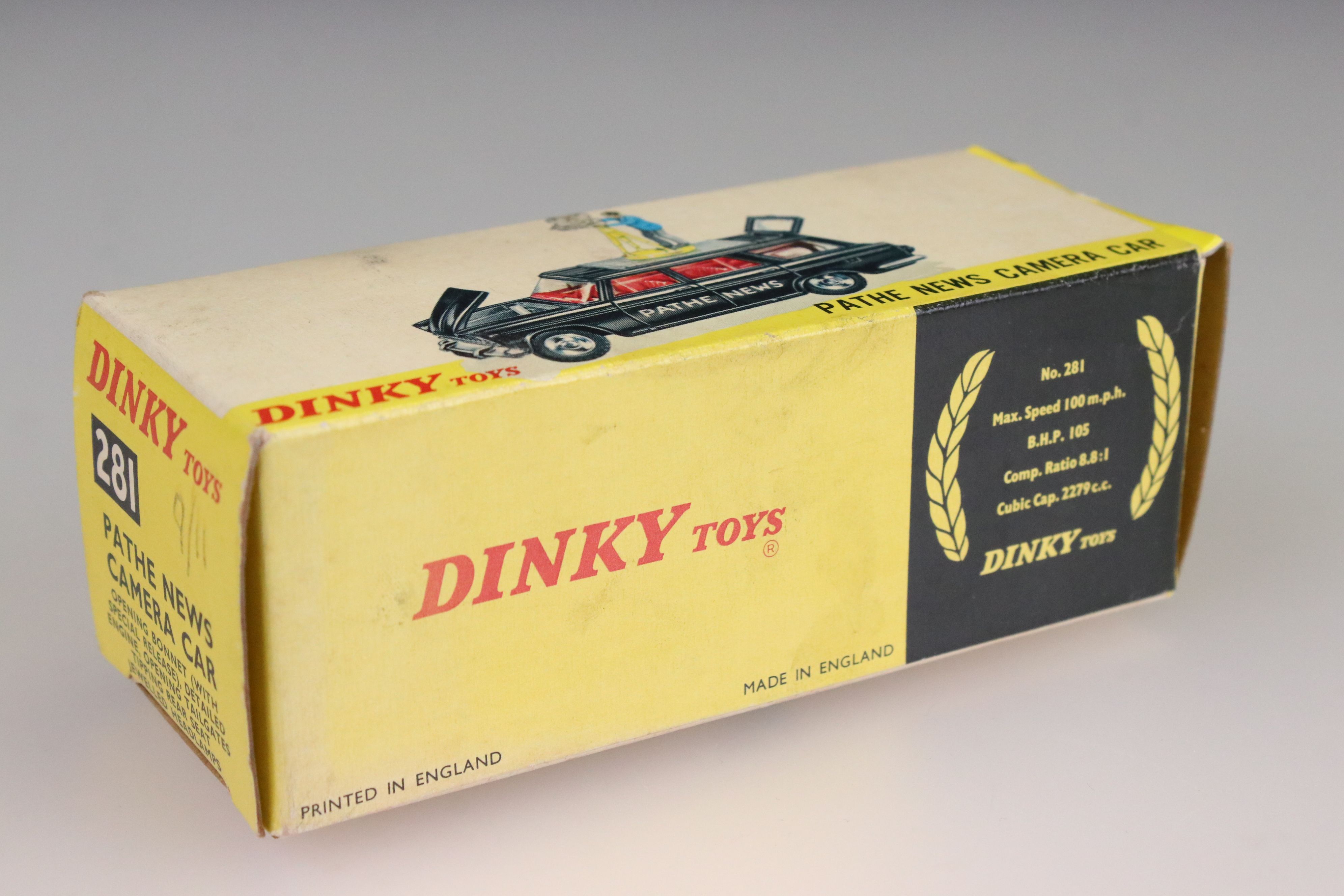 Boxed Dinky 281 Pathe News Camera Car diecast model complete with cameraman figure, diecast & decals - Image 9 of 12