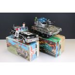 Two boxed Japanese tin plate Battery Operated model to include Secret Agent Car (driver loose,