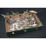 Around 50 play worn military planes and boats to include Matchbox, Dinky etc, mainly circa 1960s