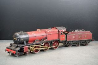 Kit built O gauge Royal Scot LMS 4-6-0 6100 locomotive with tender in red livery, metal