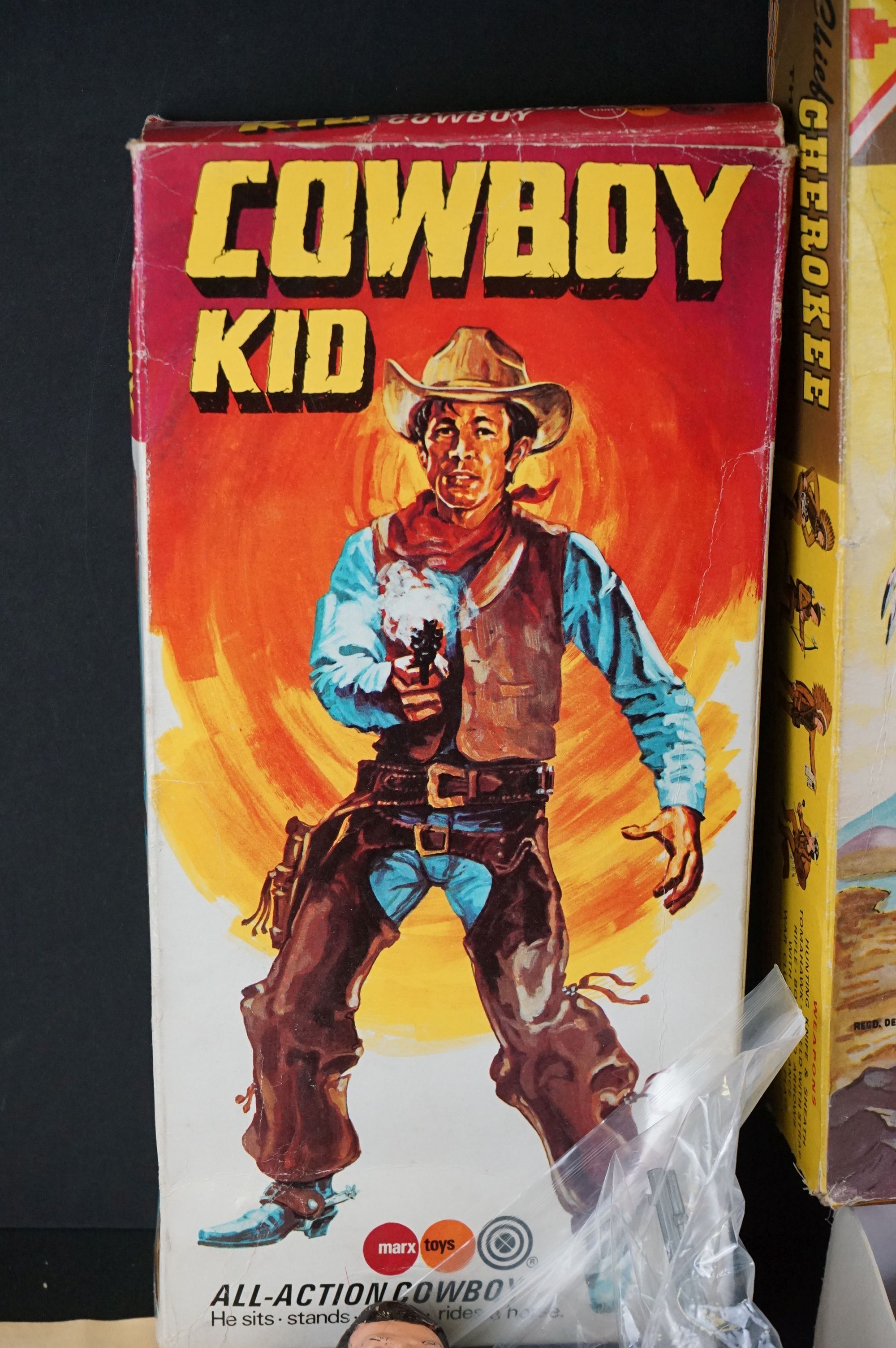 Four boxed Marx Wild West figures to include Cowboy Kid and Indian Cherokee and 2 x Chief - Image 2 of 10