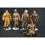 Action Man - Five Original Palitoy Action Man Figures including one figure with painted head and