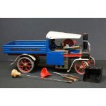 Mamod SW1 Steam Wagon Engine in blue with accessories, some paint loss