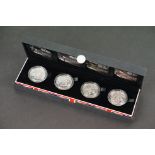 A Royal Mint Countdown to London 2012 Olympics coin set, four x £5 silver proof coins in case with