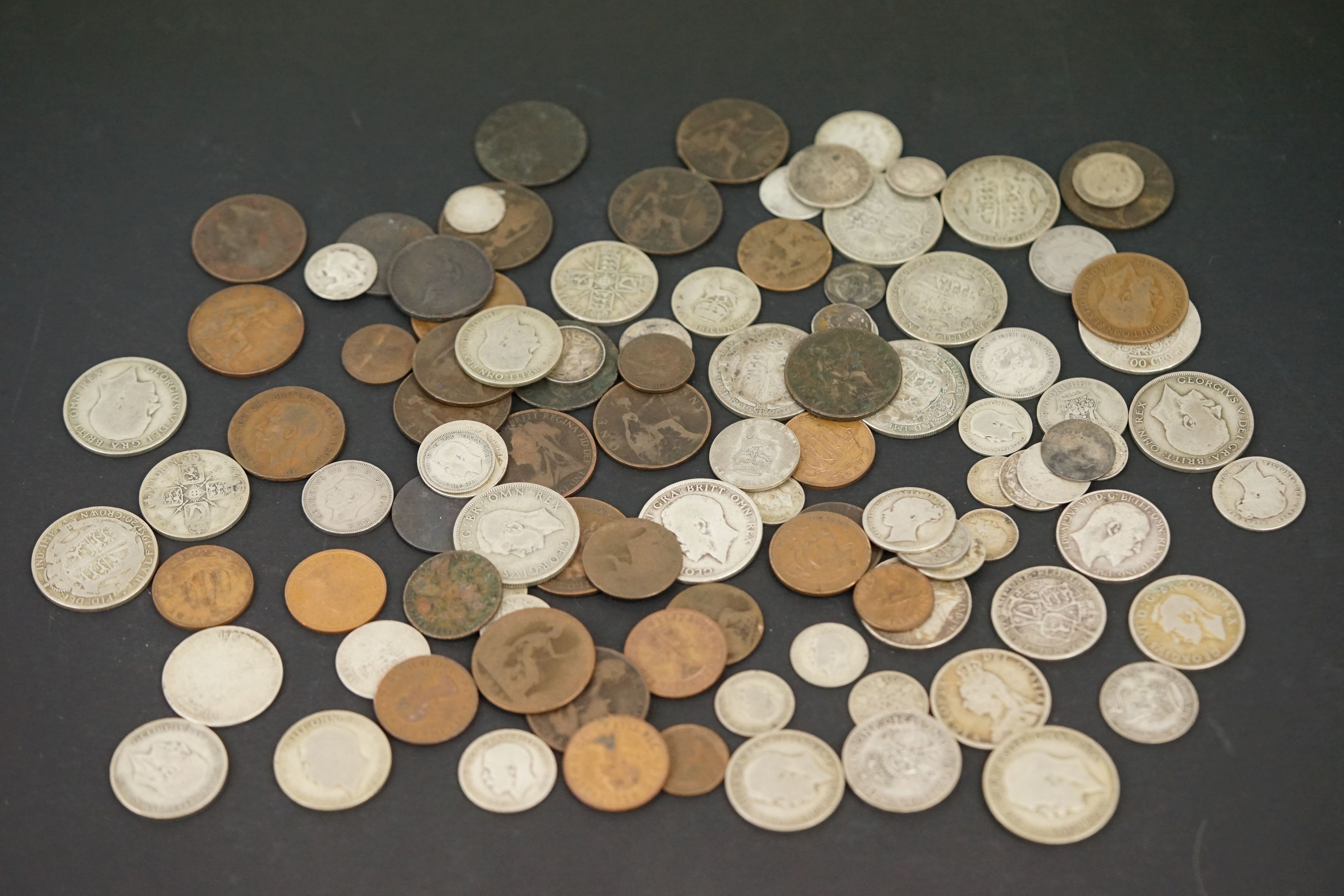 A collection of mainly British pre decimal coins to include King George V and Queen Victoria - Image 3 of 13