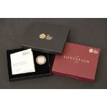A Royal Mint 2019 brilliant uncirculated full gold sovereign coin complete with display box and COA.