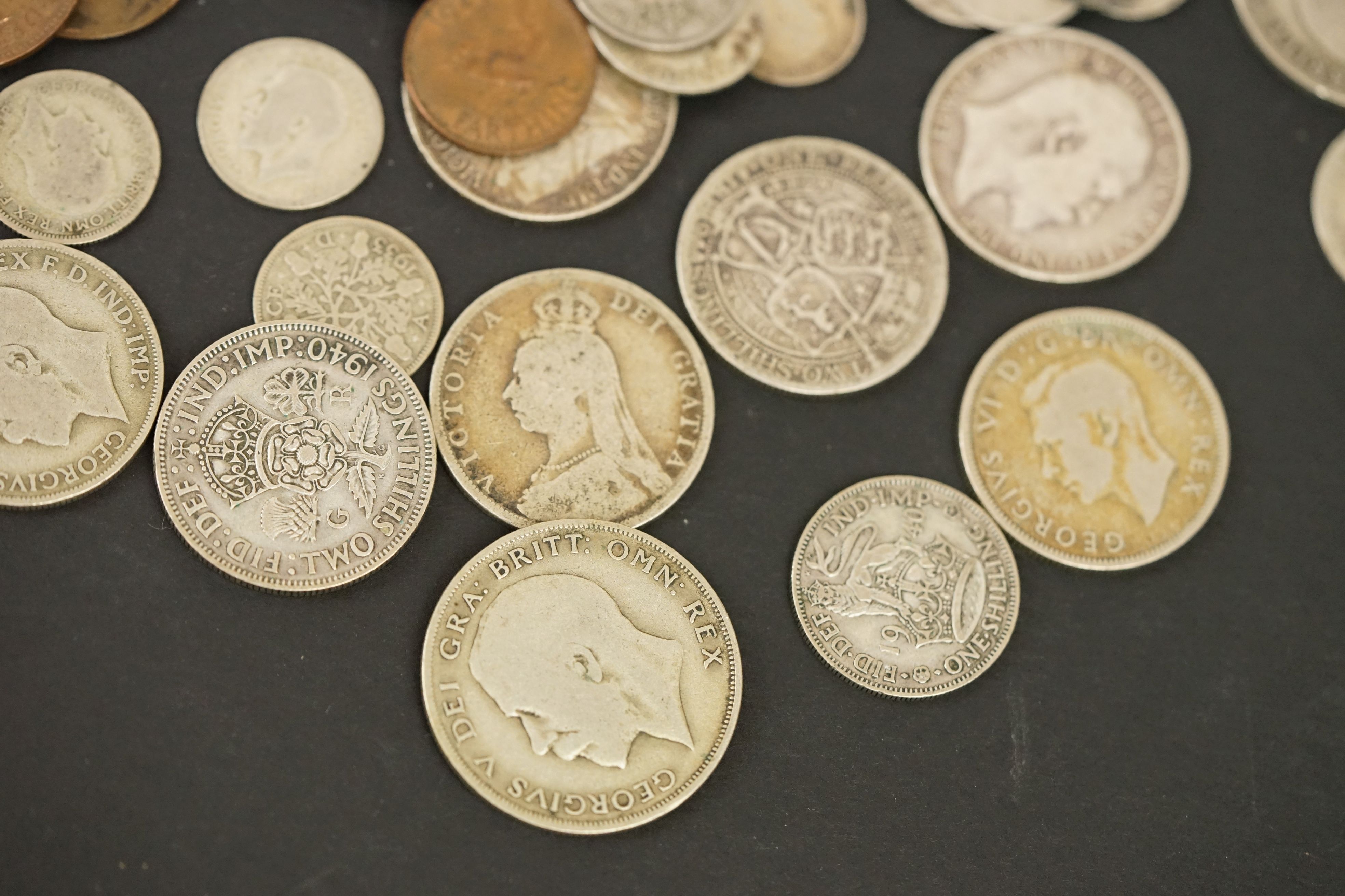 A collection of mainly British pre decimal coins to include King George V and Queen Victoria - Image 4 of 13