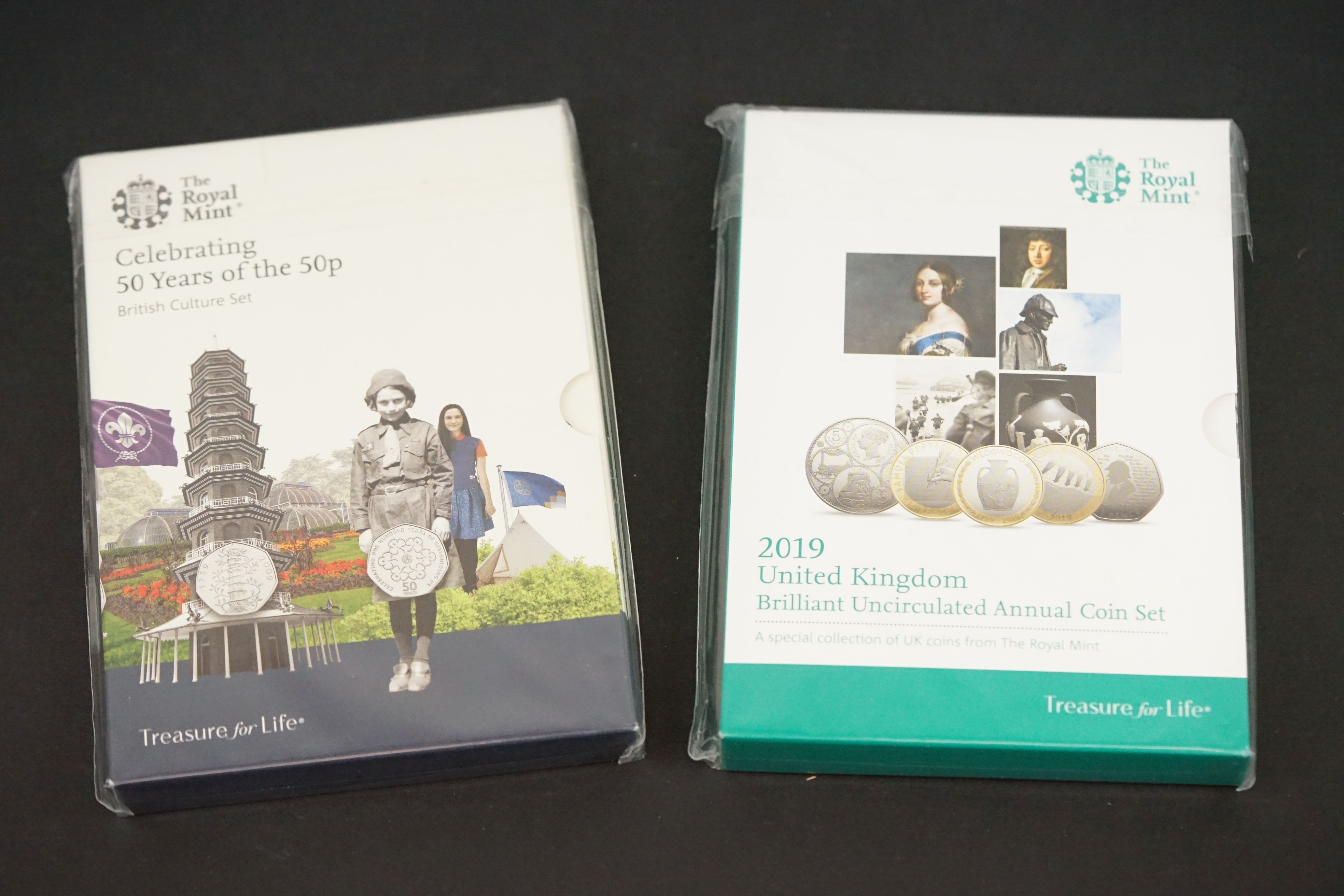 A Royal Mint 2019 United Kingdom brilliant uncirculated annual coin set together with a