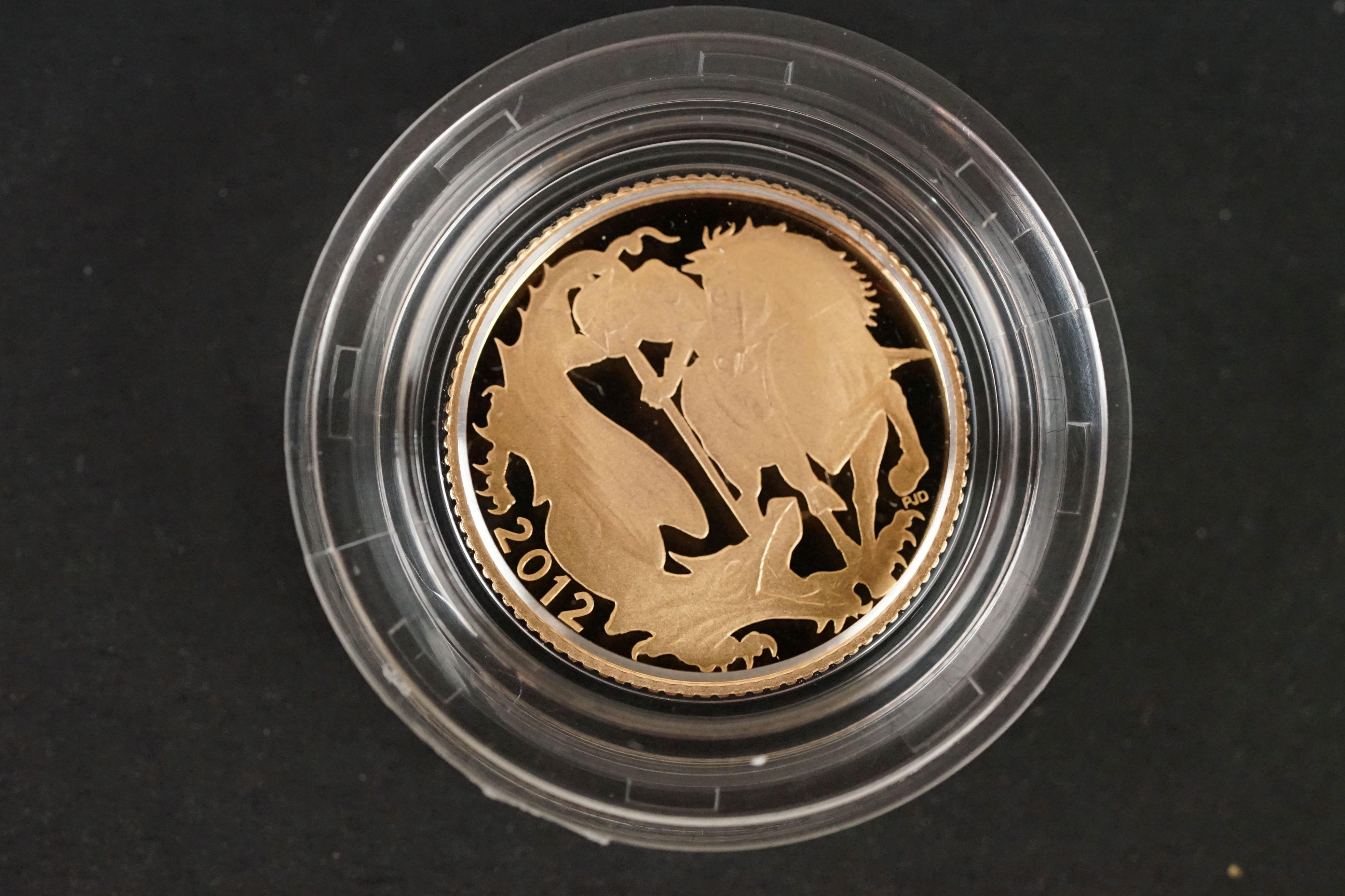 A Royal Mint 2012 UK Gold proof half sovereign coin complete with COA and presentation box. - Image 2 of 3