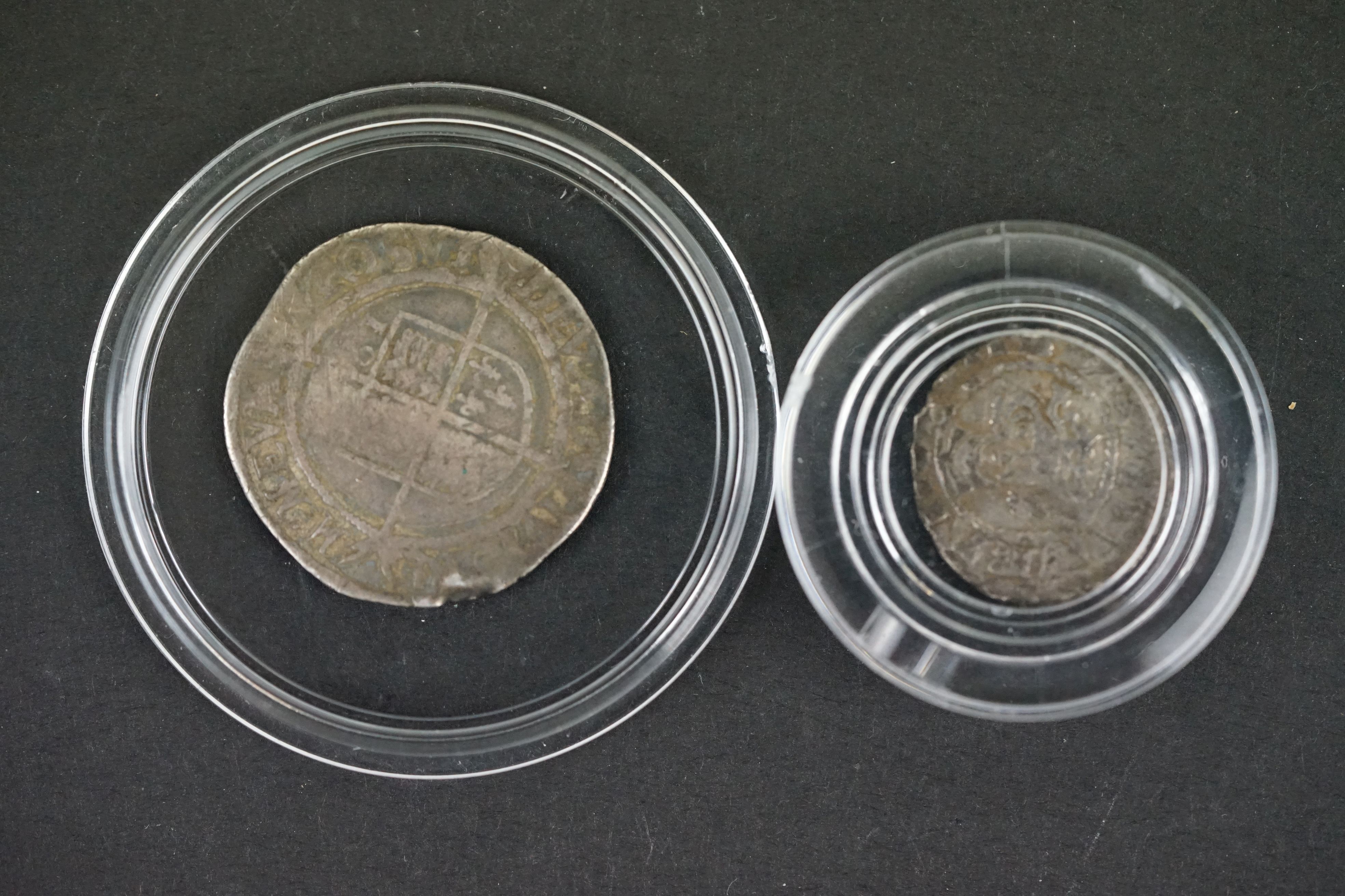 Two British medieval silver hammered coins to include a Queen Elizabeth I example.