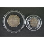 Two British medieval silver hammered coins to include a Queen Elizabeth I example.