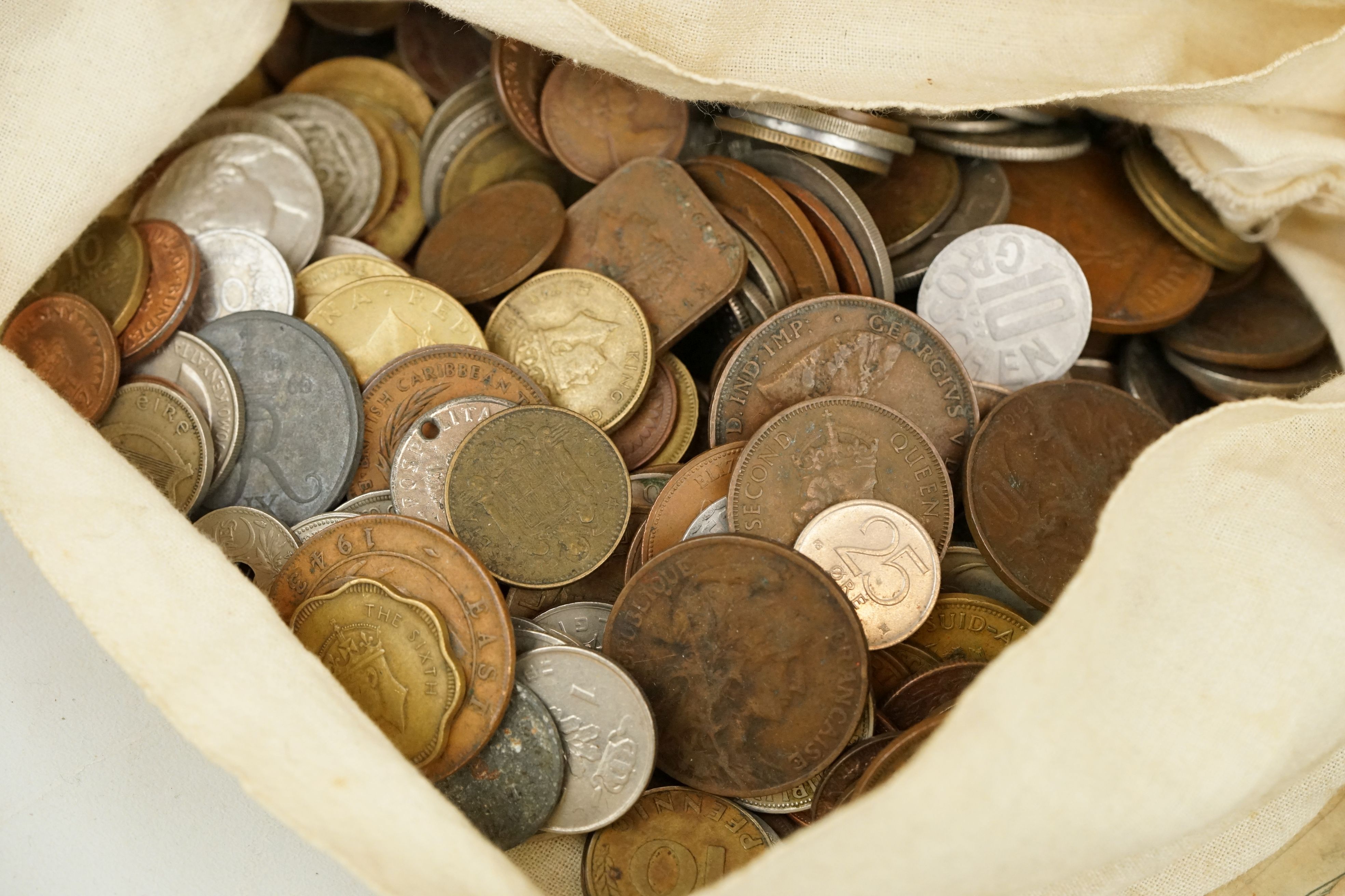 A large collection of mixed coins and banknotes to include British pre decimal and foreign examples, - Image 2 of 12