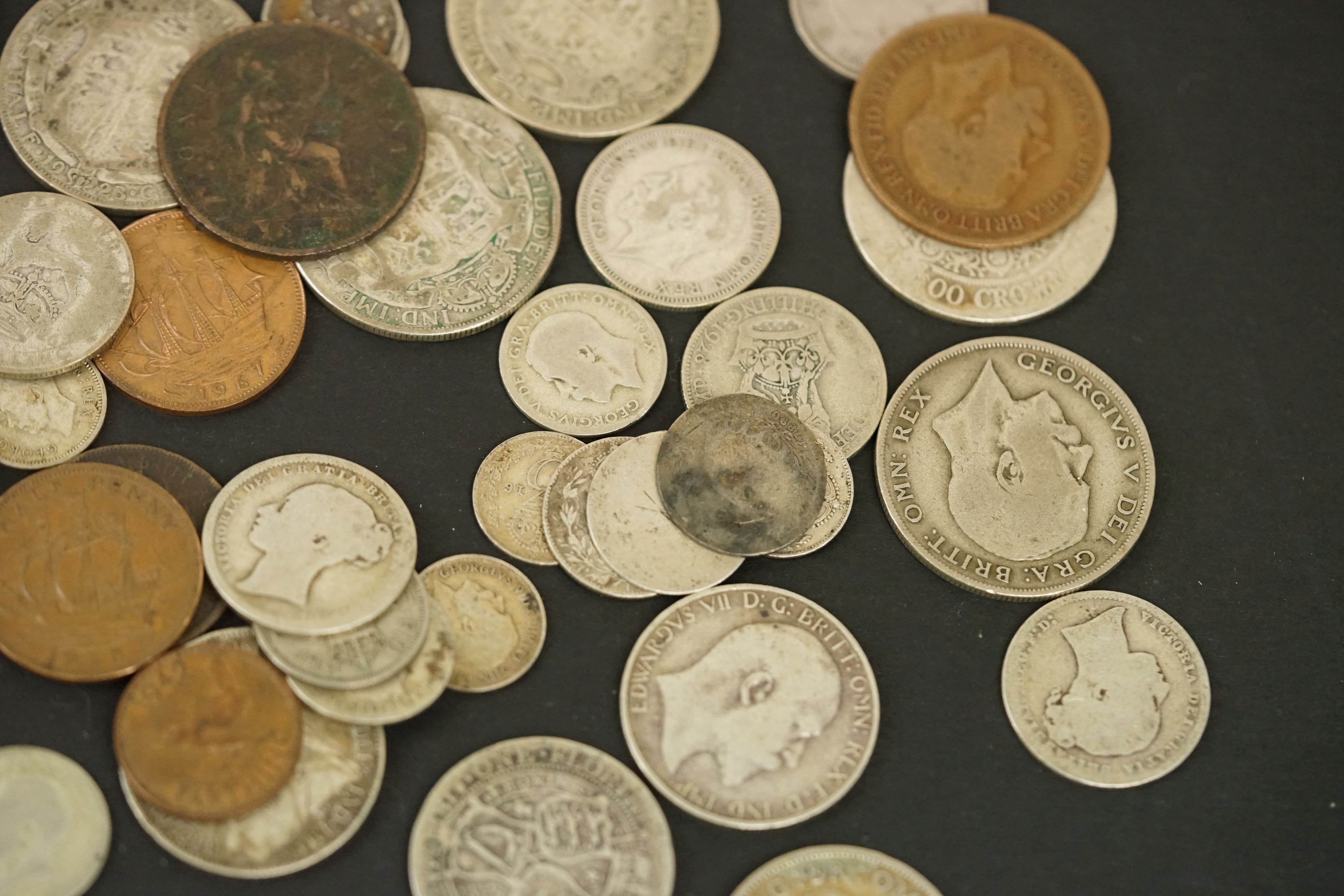 A collection of mainly British pre decimal coins to include King George V and Queen Victoria - Image 5 of 13