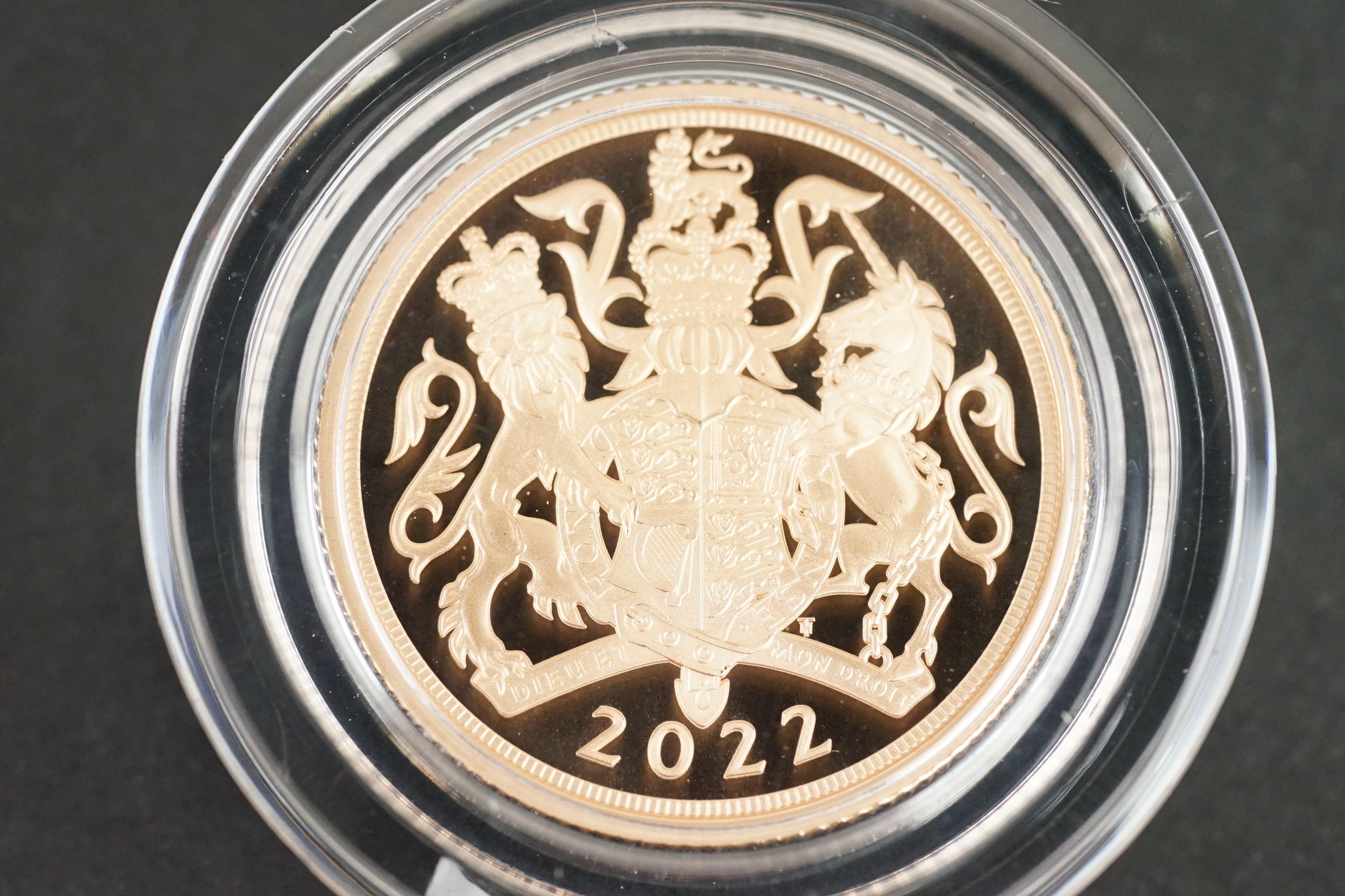 The Royal Mint Queen Elizabeth II 2022 proof full gold sovereign complete with display box, COA - Image 2 of 3