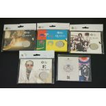 A collection of five The Royal Mint £5 commemorative music theme collectors coins to include 3 x