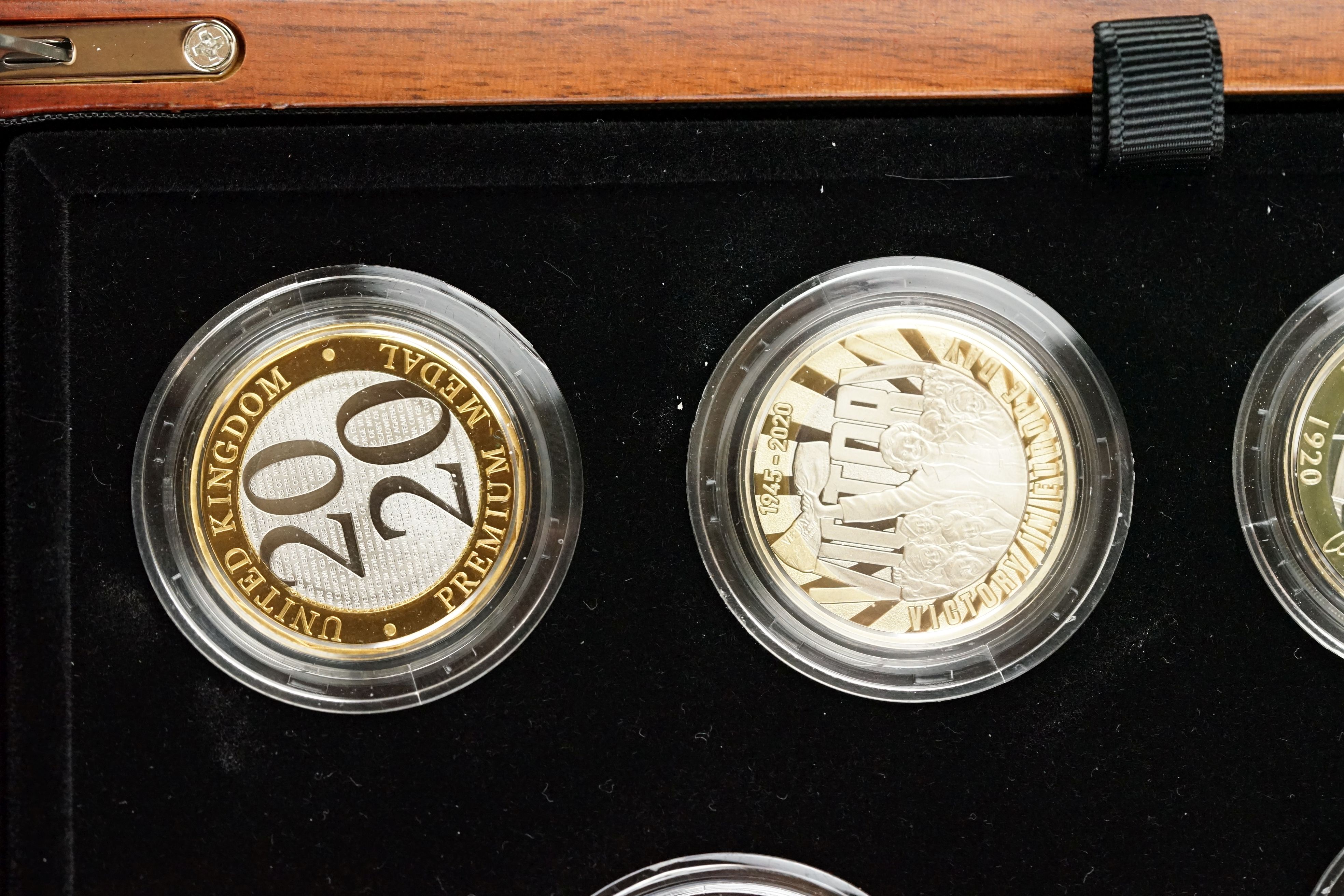 The Royal Mint The 2020 United Kingdom Premium proof coin set in wooden gift box and outer box. - Image 7 of 7