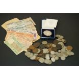 A collection of mainly British pre decimal coins to include King George V and Queen Victoria