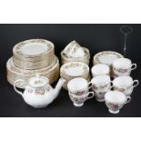 Colclough Rose pattern tea & dinner ware to include a teapot, 14 teacups, 18 saucers, 17 side
