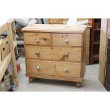 Victorian Pine Small Chest of Two Short over Two Long Drawers, 89cm wide x 88cm high