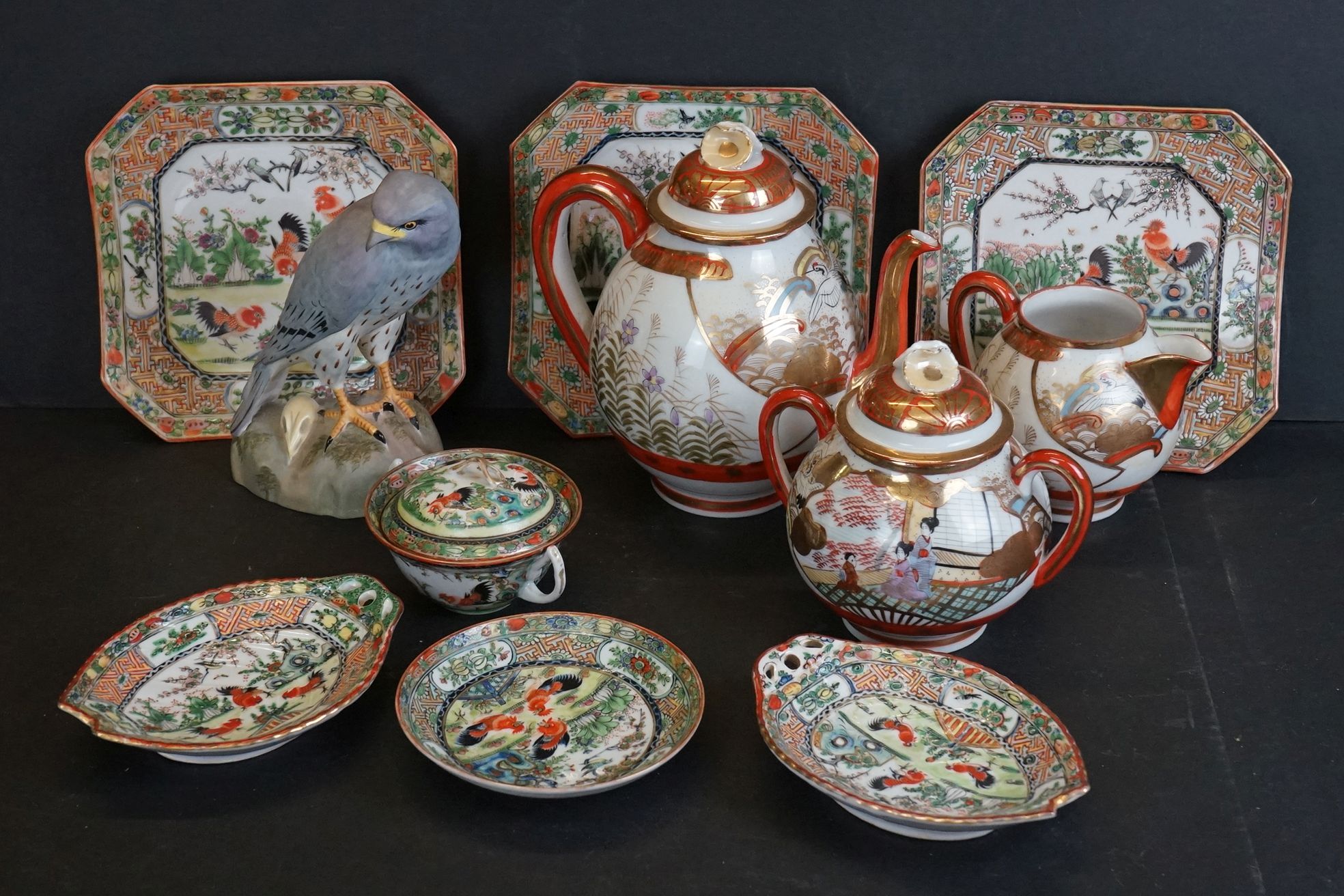 Mixed lot of Ceramics including Spode model of Montagu's Harrier Male Circus Pygargus, Japanese